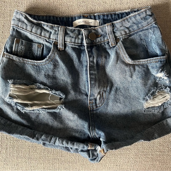 Mustard Seed Cuffed Distressed Denim Shorts - Picture 2 of 7
